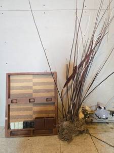 lot 263 image: Decorative Wood Shadow Box and Dried Branches Set