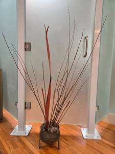 lot 268 image: Decorative Floor Standing Metal Planter with Dried Branch Arrangement