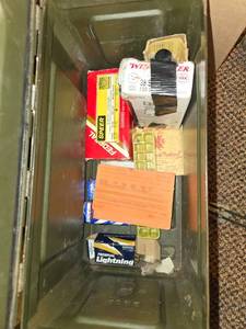lot 273 image: Metal Ammunition Box with Assorted Items