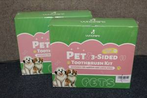 lot 4 image: 2 Pet 3-sided toothbrush kits desig...