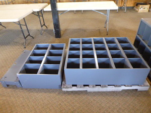 lot 22 image: 3 Piece Metal Bolt Bin Cabinet