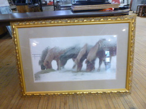 lot 110 image: Horses in the Snow Framed Print