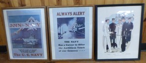 lot 112 image: 3 U.S. Navy Framed Prints