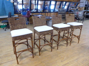 lot 130 image: 4 Safavieh Wicker Bar Stools