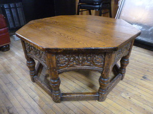 lot 135 image: Feudal Oak Jamestown Octagon Wood Coffee Table