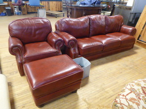 Hancock & Moore 3 Piece Red Leather Living Room Furniture