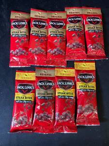 lot 50 image: Collection of 8 Jack Links Beef Steak Bites Packs