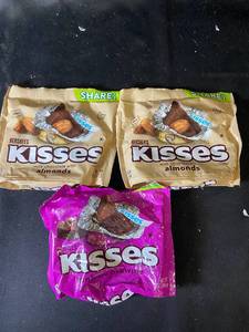 lot 52 image: T4 - Lot of 3 Hersheys Kisses Packages - Almonds & Brownie
