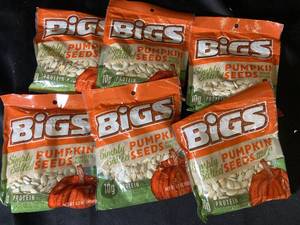 lot 88 image: C5 - Set of 6 Bags of BiGS Pumpkin Seeds - Simply Salted