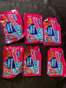 lot 95 image: C5 - Lot of 6 SweeTarts Ropes Candy Packs, Strawberry Flavor