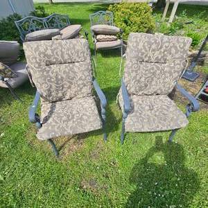 lot 35 image: Pair of Wrought Iron Style Pation Chairs