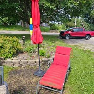 lot 36 image: Sun Lounger with Umbrella and Umbrella Stand