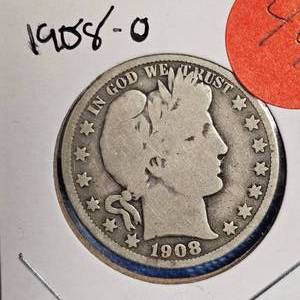 lot 44 image: 1908-O Barber Half Dollar