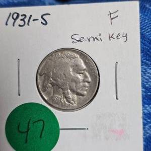 lot 47 image: 1931-S Buffalo Nickel, Fine, Semi Key Date