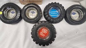 lot 11 image: Set of 5 Tire Advertising Ashtrays, Good Year and General Tire