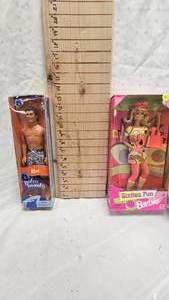 lot 14 image: Palm Beach Ken and Sixties Fun Barbie, both like new in box