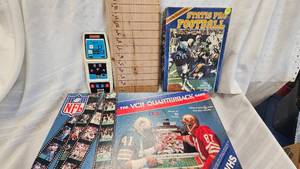 lot 19 image: Electronic Hand Held Head to Head Hockey, Pair of 1980s Vintage Football Board Games