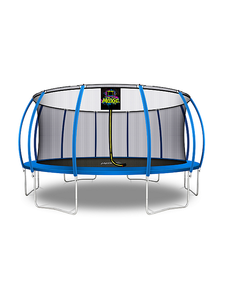 lot 112 image: Machrus Moxie 16 Pumpkin-Shaped Outdoor Trampoline Set with Safety Enclosure -Blue