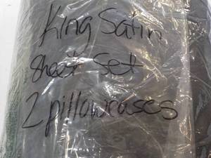 lot 49 image: Bare Home King Size Satin Sheet Set...
