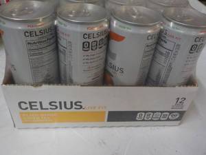 lot 244 image: 12 Pack Celsius Peach Mango Green T...