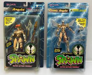 lot 32 image: Vintage Mcfarlane Toys SPAWN Deluxe Edition Ultra-Action Figures Angela & Cosmic Angela (NIB)