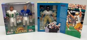 lot 33 image: Starting Lineup Pro Football Hall Of Fame Legends Joe Nammoth & Johnny Unitas & GI Joe Navy Football Linebacker Action Figures (NEW OLD STOCK)
