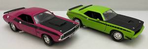 lot 172 image: Vintage ERTL 118 Scale Die Cast 1970 Challenger TA 340 Six Pack Purple & 1970 Cuda