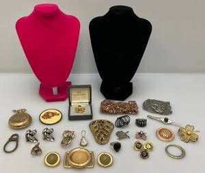 lot 174 image: Misc. Costume Jewelry, Necklace Stand And More