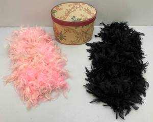 lot 189 image: Vintage JewelryHat Box With Feather Boas