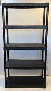 lot 238 image: 18 x 36 x 70 Plastic Take Apart Black 5 Tier Storage Shelves