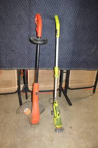lot 36 image: Used Black & Decker and Sun Joe Grass Trimmers