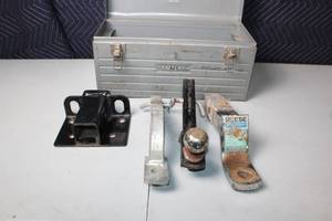 lot 49 image: Set of 3 Heavy-Duty Trailer Hitches with Craftsman Toolbox