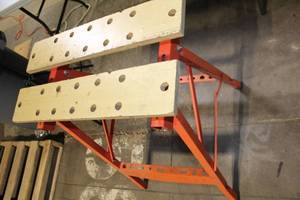 lot 56 image: Adjustable Folding Workbench with Wood Top