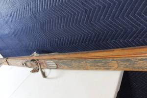 lot 42 image: Antique Wooden Skis with Metal Bindings