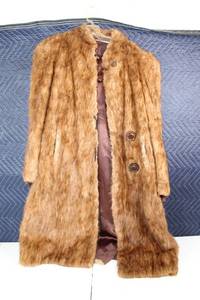lot 46 image: Vintage Brown Fur Coat with Decorative Buttons