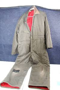 lot 47 image: Used Insulated Coverall with Red Lining and Patch Repair
