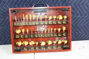 lot 50 image: 50-Piece Router Bit Set with Wooden Case