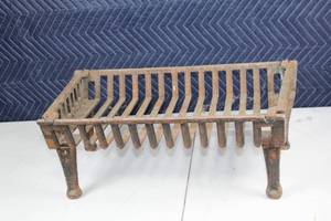 lot 57 image: Vintage Cast Iron Fireplace Grate with Rust Patina