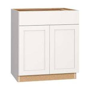 lot 12 image: Lot of Hampton Bay Westfield Feather White Assembled Sink Base Kitchen Cabinet (36 in. W x 23.75 in. D x 35 in. H)   Customer Returns See Pictures