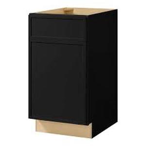 lot 38 image: Hampton Bay Avondale 18 in. W x 12 in. D x 42 in. H Ready to Assemble Plywood Shaker Wall Kitchen Cabinet in Raven Black  Customer Returns See Pictures