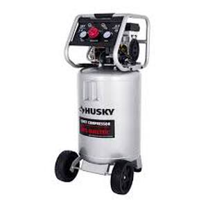 Husky 20 Gal.165 PSI Vertical Electric Oil-Free Quiet Auto/Workshop Air Compressor with Dual Gauges and 2-Quick Couplers  Customer Returns See Pictures