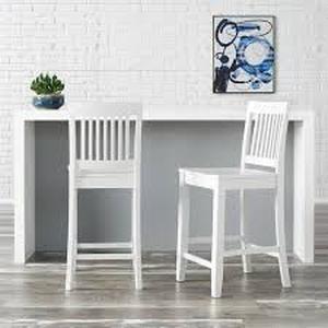 lot 46 image: StyleWell 24.02 in. Scottsbury White Wood Counter Stool with Slat Back (1 piece) (39 in. H x 19 in. W)   Customer Returns See Pictures
