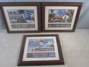lot 177 image: (FS) 3 Framed Military Navy, Air Fo...