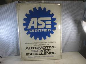 lot 183 image: (FS) Large Metal ASE Certified Sign...