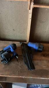 lot 1516 image: Set of 2 Pneumatic Nail Guns with Blue Casings