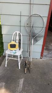 lot 1574 image: Fishing and Outdoor Gear Set with Rods, Reels, and Net