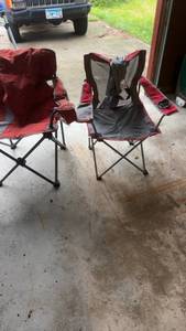 lot 1592 image: Pair of Camping Folding Chairs with Cup Holders