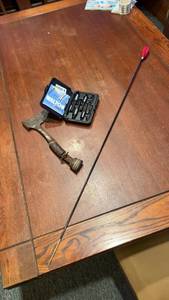 lot 1661 image: Assorted Tool Set J. Dewey Rod, Walton Tools Kit, Vintage Hatchet