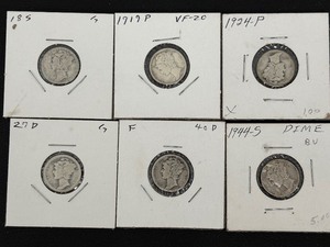 lot 91 image: Mercury Dimes
