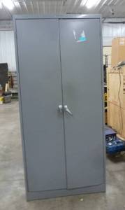 lot 2 image: Metal utility cabinet 78 in tall, 24 deep, 36 wide